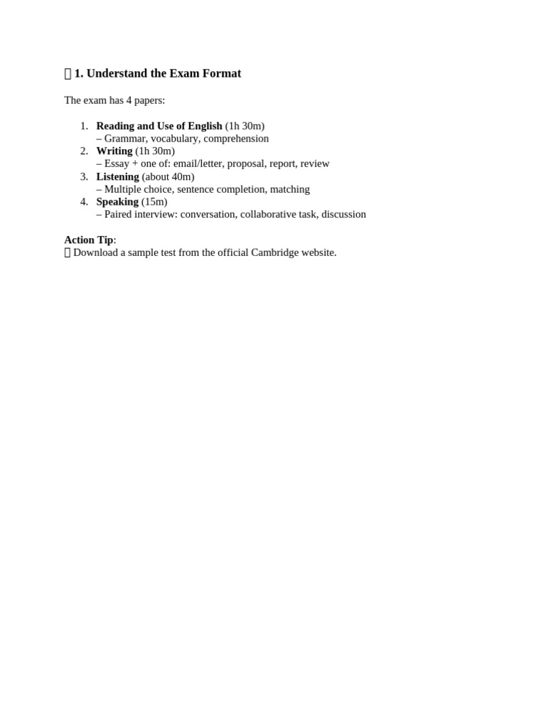 CAE Exam Format Overview | PDF