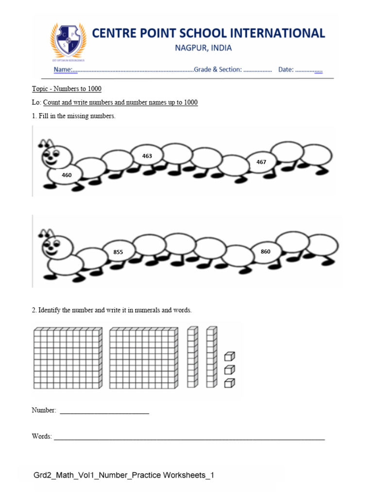 Grade 2 Number Practice Worksheets | PDF