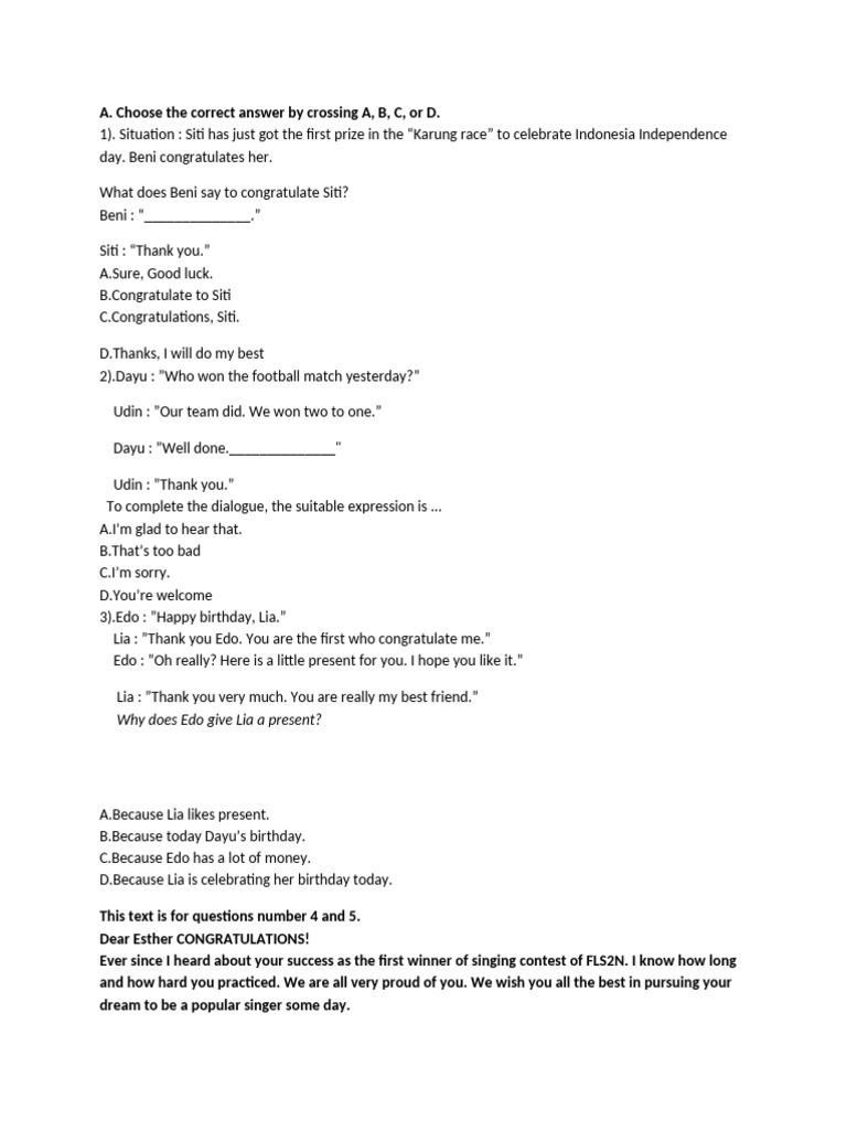 Dialogue Completion Practice for English | PDF
