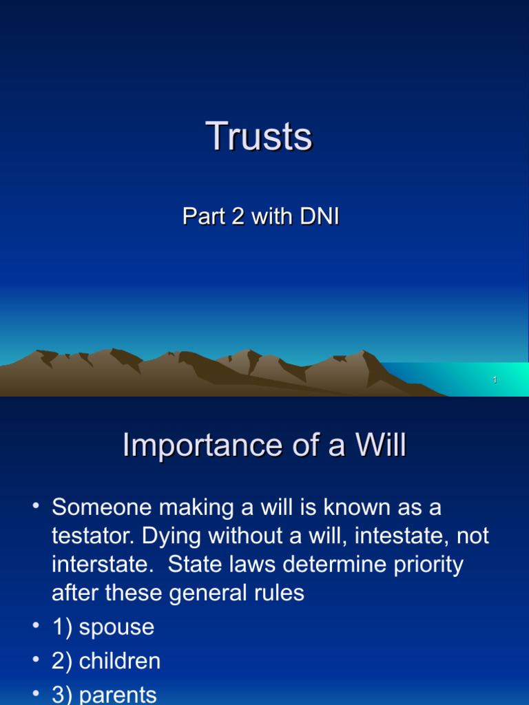 Lecture 2REG-Trusts Part 2 With DNI | PDF | Will And Testament | Tax ...