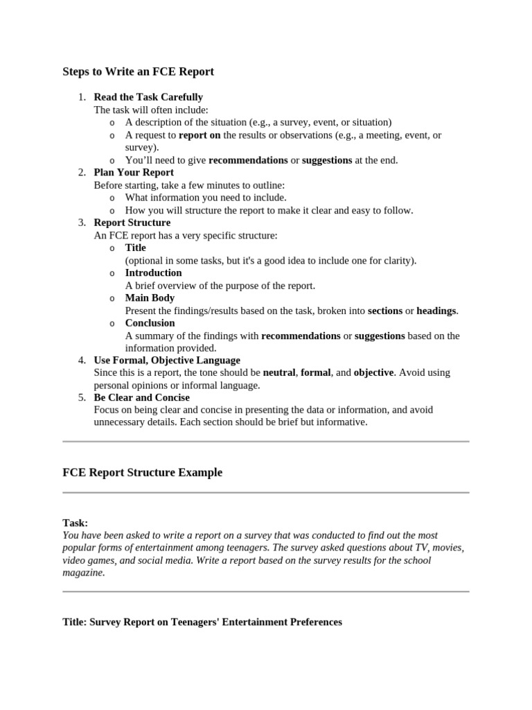 How To Write FCE Report | PDF | Entertainment | Human Communication