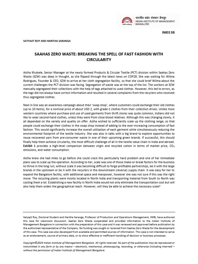 Saahas Zero Waste-Fast Fashion | PDF | Textiles | Textile Manufacturing