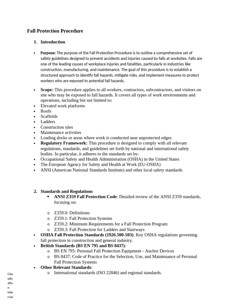 Fall Protection Safety Guidelines | PDF | Safety | Occupational Safety ...