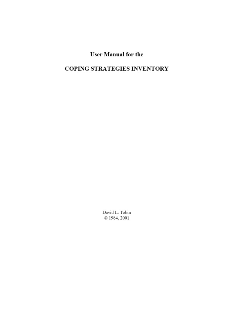 User Manual For The Coping Strategies Inventory - PDF | PDF