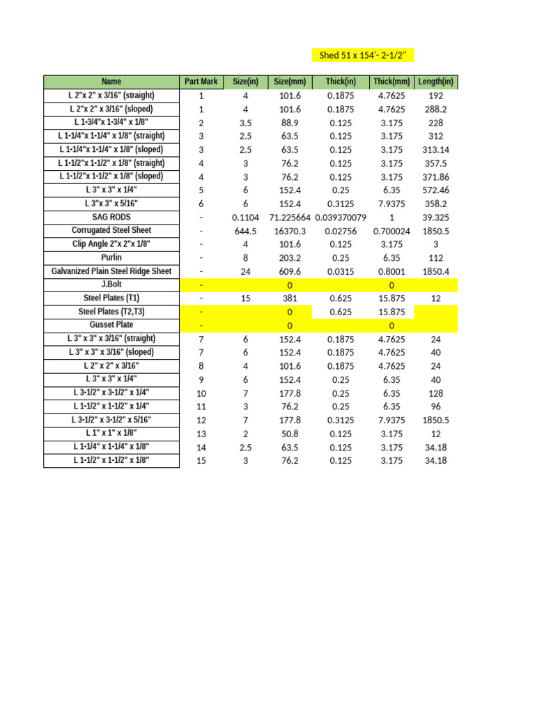 Shed 51 Material Specifications | PDF