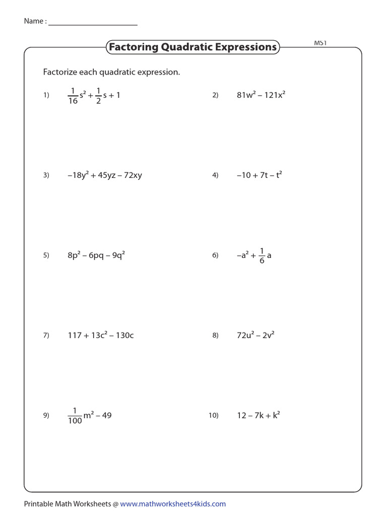 Factoring Quadratic Expressions Guide | PDF | Algebra | Abstract Algebra