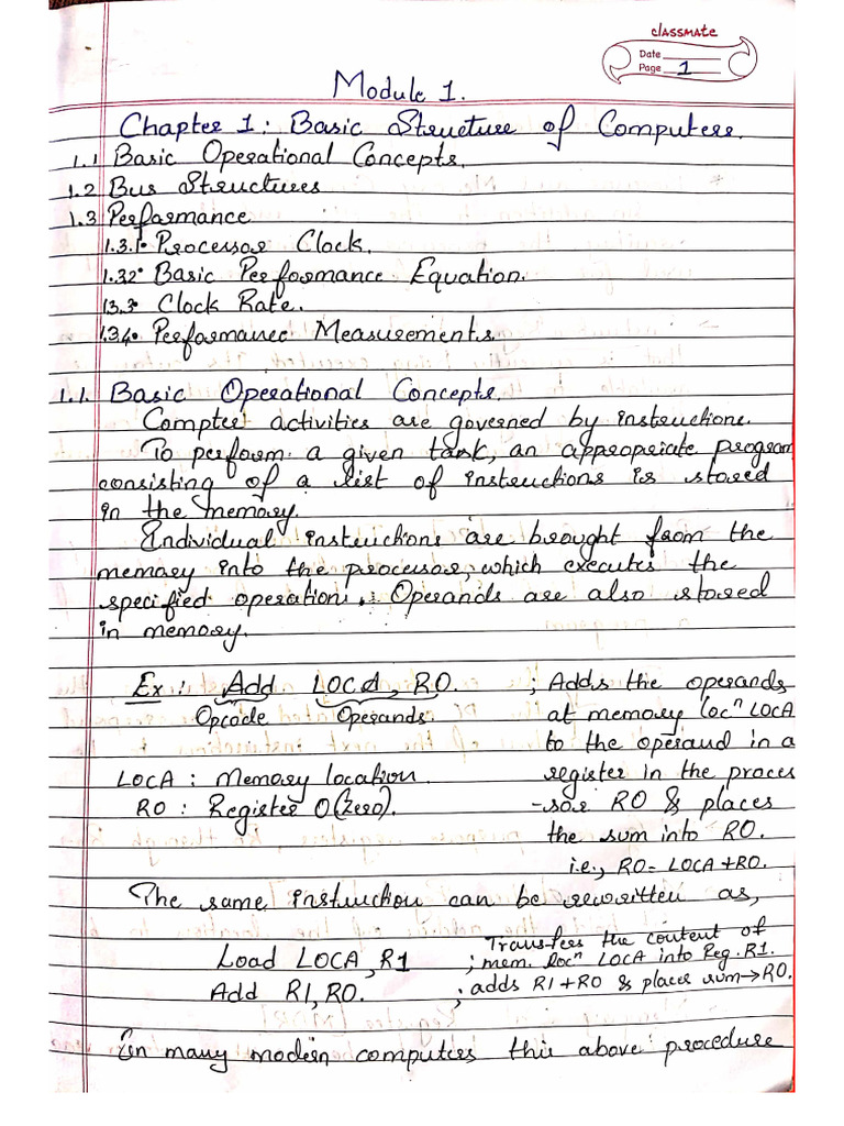 CO MODULE 1 Chapter 1 Notes | PDF