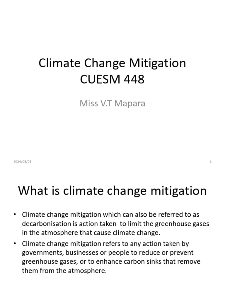 Climate Change Mitigation Strategies | PDF | Climate Change Mitigation ...
