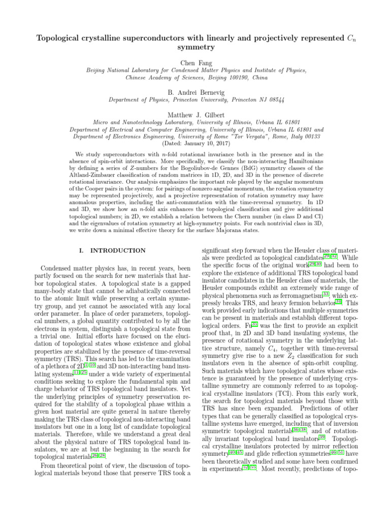 Topological Crystalline Superconductors | PDF | Spin (Physics ...