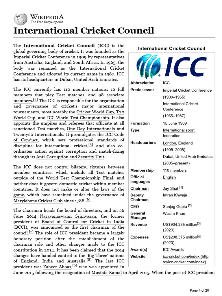 International Cricket Council... Compressed | PDF | Test Cricket ...