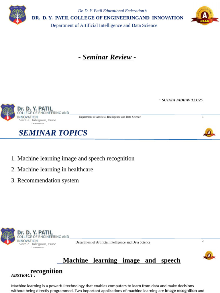 AI and Data Science Seminar Overview | PDF | Machine Learning ...