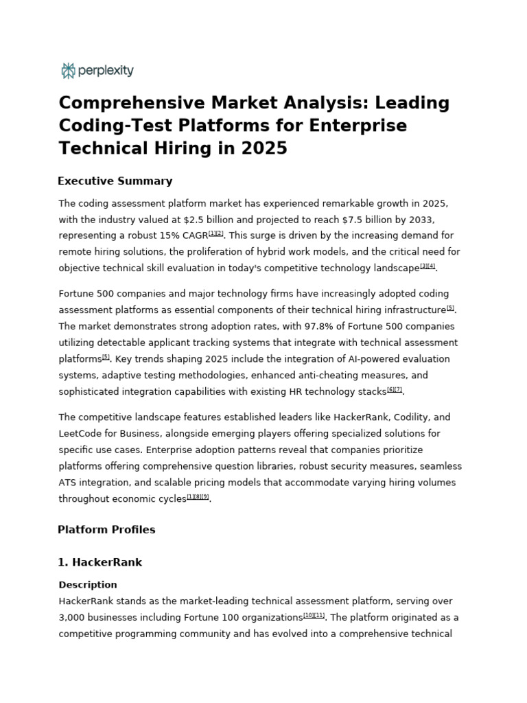 2025 Coding Assessment Platforms Overview | PDF | Artificial ...