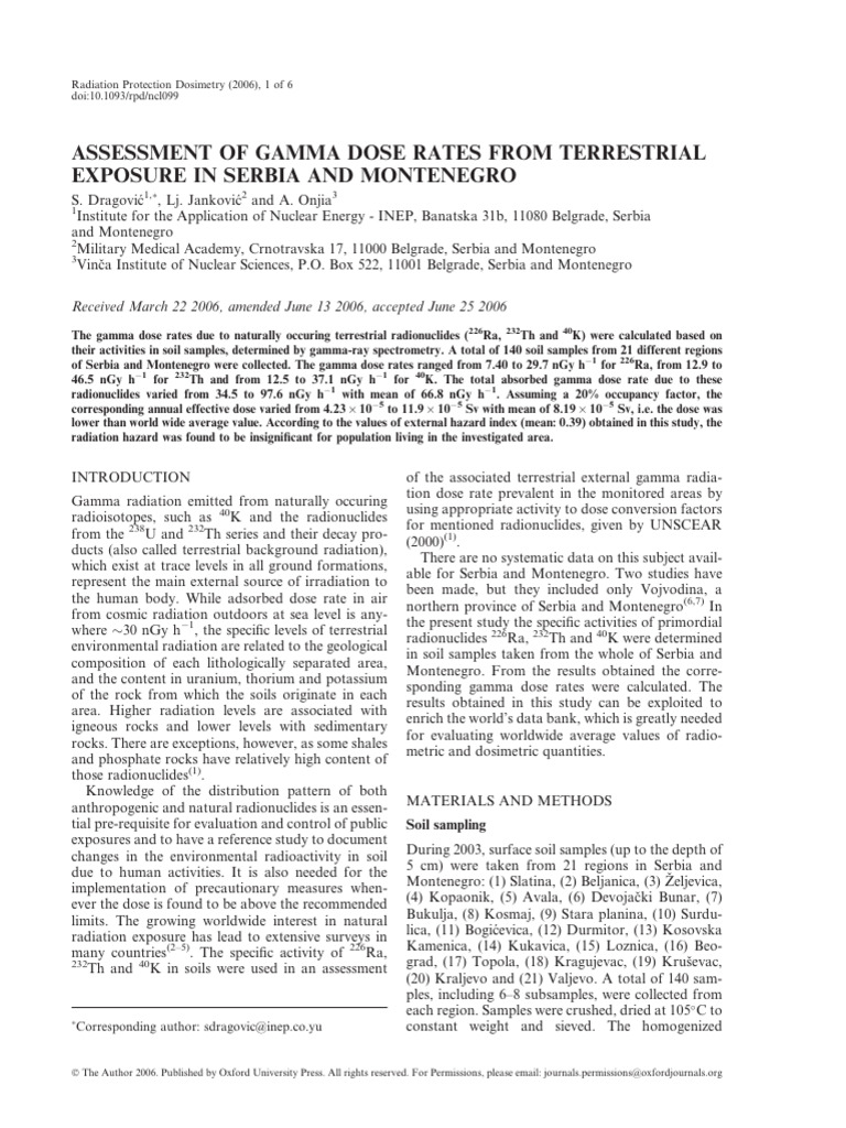 M22-14 Assessment of Gamma Dose Rates From Terrestrial Exposure in ...
