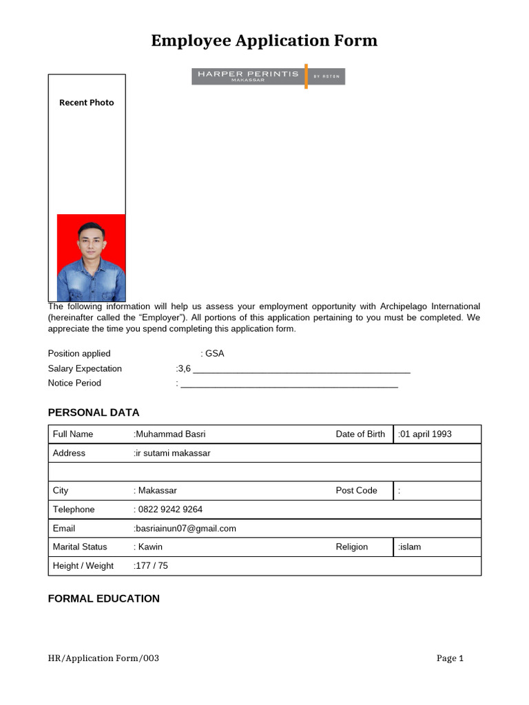 Application Form (Send) | PDF
