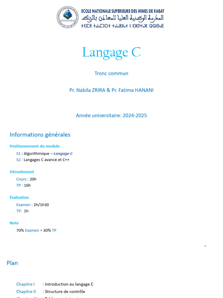 Introduction au Langage C et Programmation | PDF | C (Langage de ...