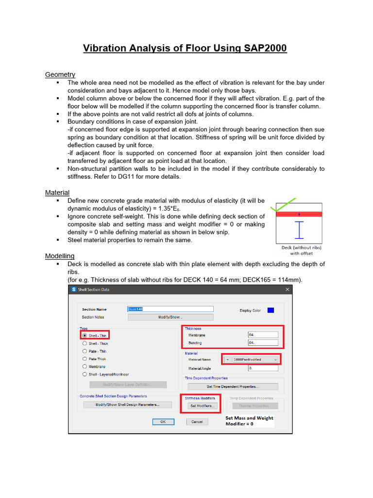 SAP2000 Modal Analysis for Floor Vibration | PDF | Stiffness ...