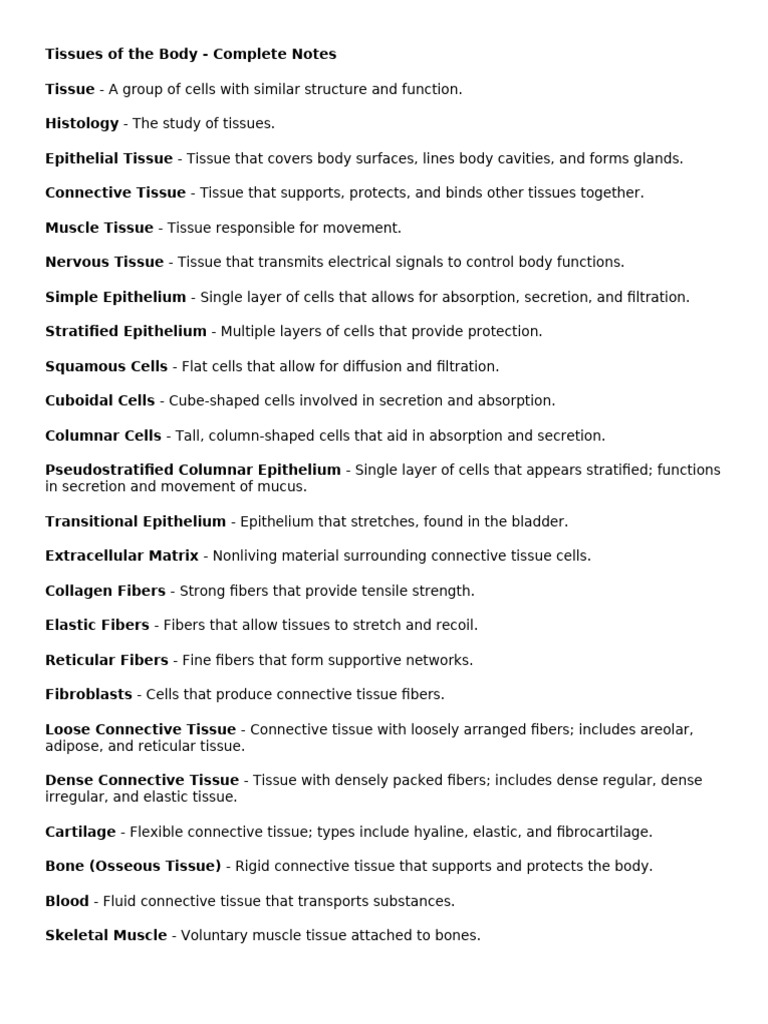 Overview of Body Tissues | PDF | Tissue (Biology) | Connective Tissue