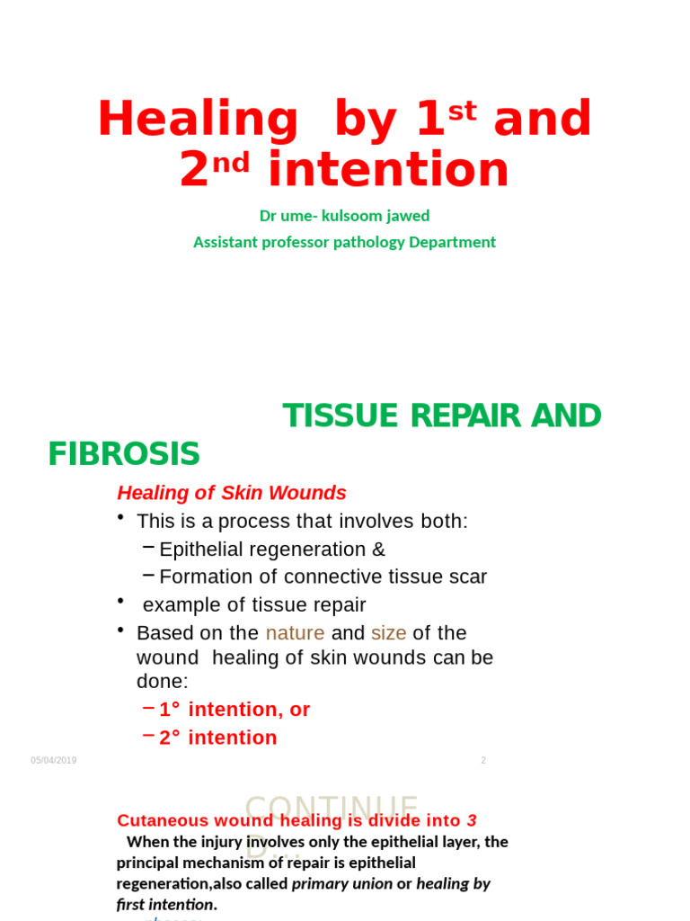 First vs. Second Intention Healing | PDF | Wound Healing | Scar