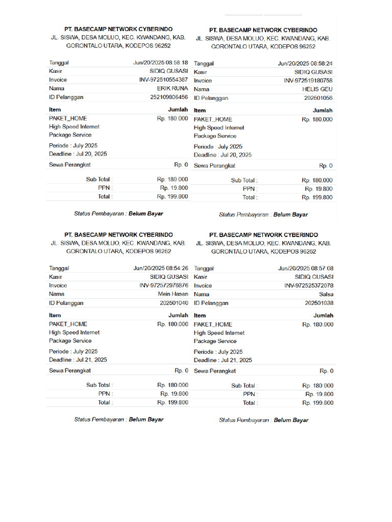 invoice juli 2025 TENTANG | PDF