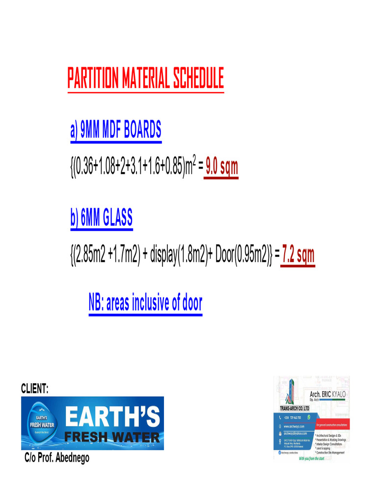 Partition Material Schedule Overview | PDF
