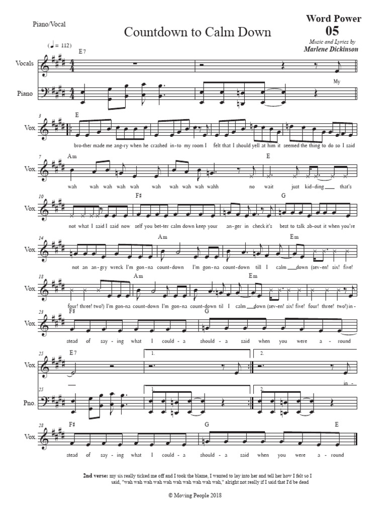 Countdown to Calm Down - Score | PDF | Musical Instruments | Music ...