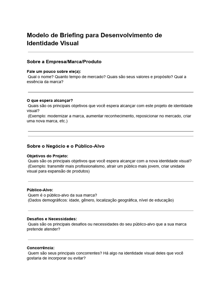 Briefing para Identidade Visual Eficaz | PDF | Marca | Comentários