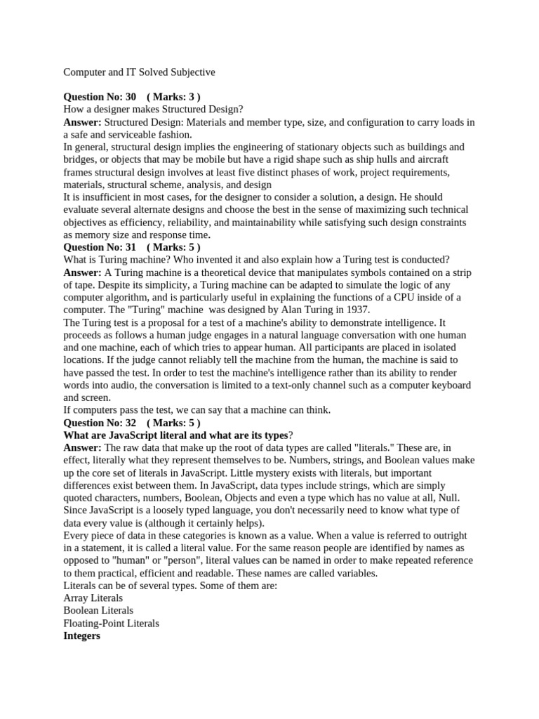 Understanding Turing Machines and Tests | PDF | Data Type | Boolean ...