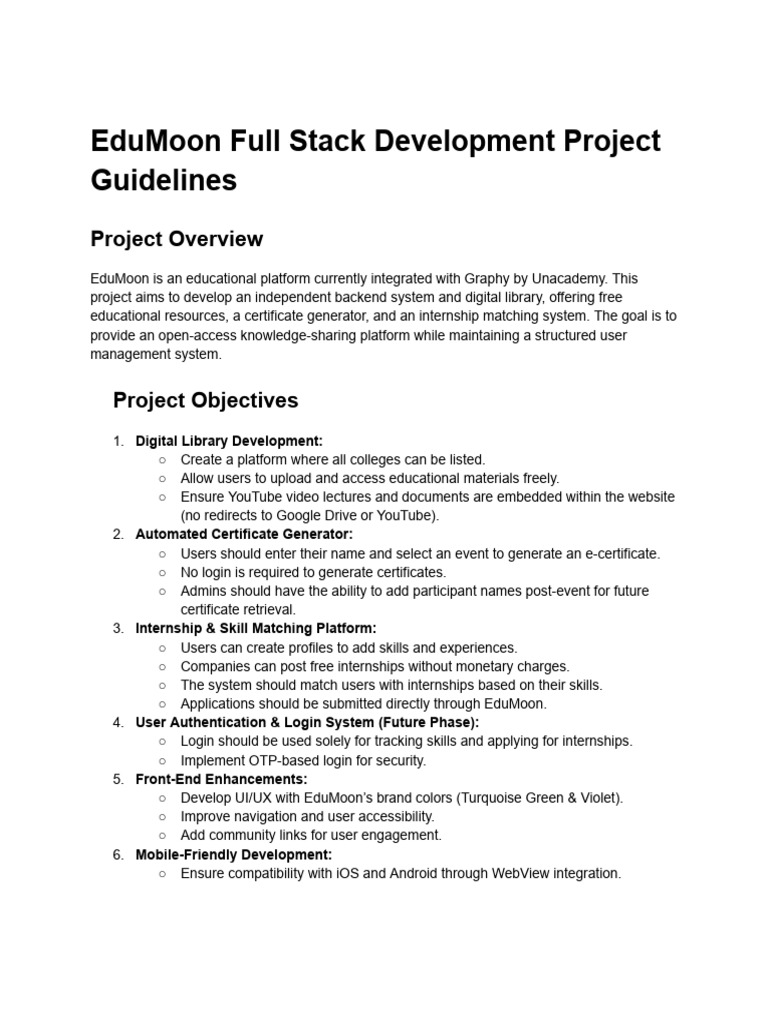 EduMoon Full Stack Development Guide | PDF | Android (Operating System ...