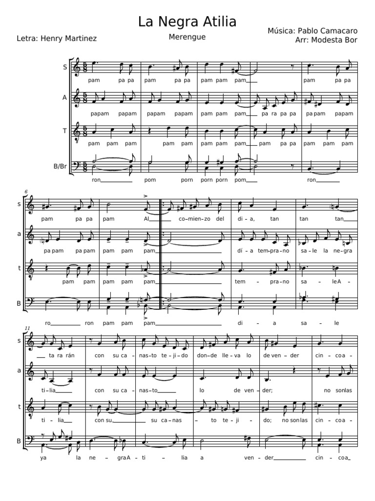 Letra de La Negra Atilia | PDF