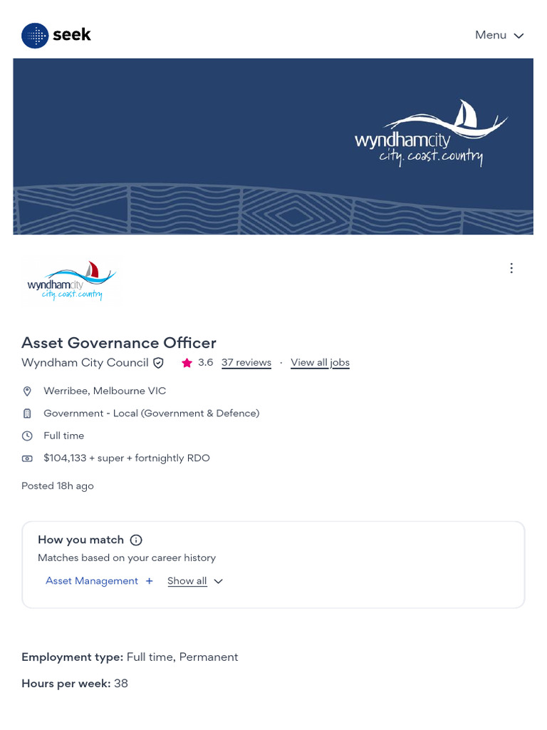 Asset Governance Officer at Wyndham City | PDF | Governance | Recruitment