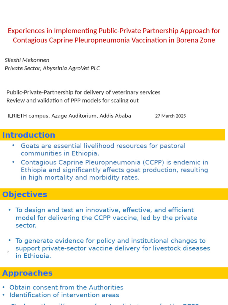 PPP Model for CCPP Vaccination in Ethiopia | PDF | Vaccination | Public ...