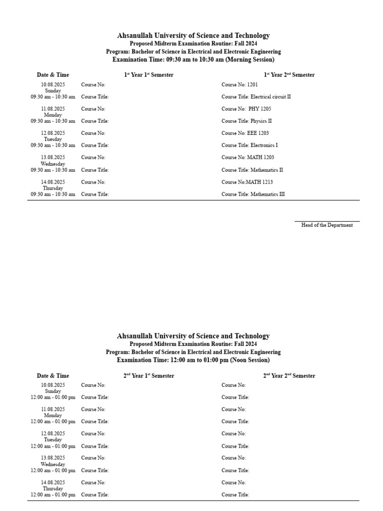 Midterm Routine Fall 2024 | PDF | Academic Term