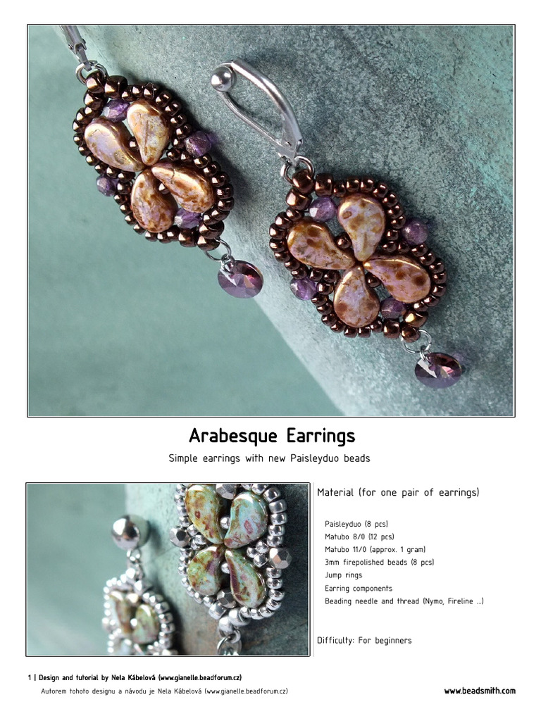 Nela's Arabesque Earrings Tutorial | PDF | Softlines (Retail) | Ornaments