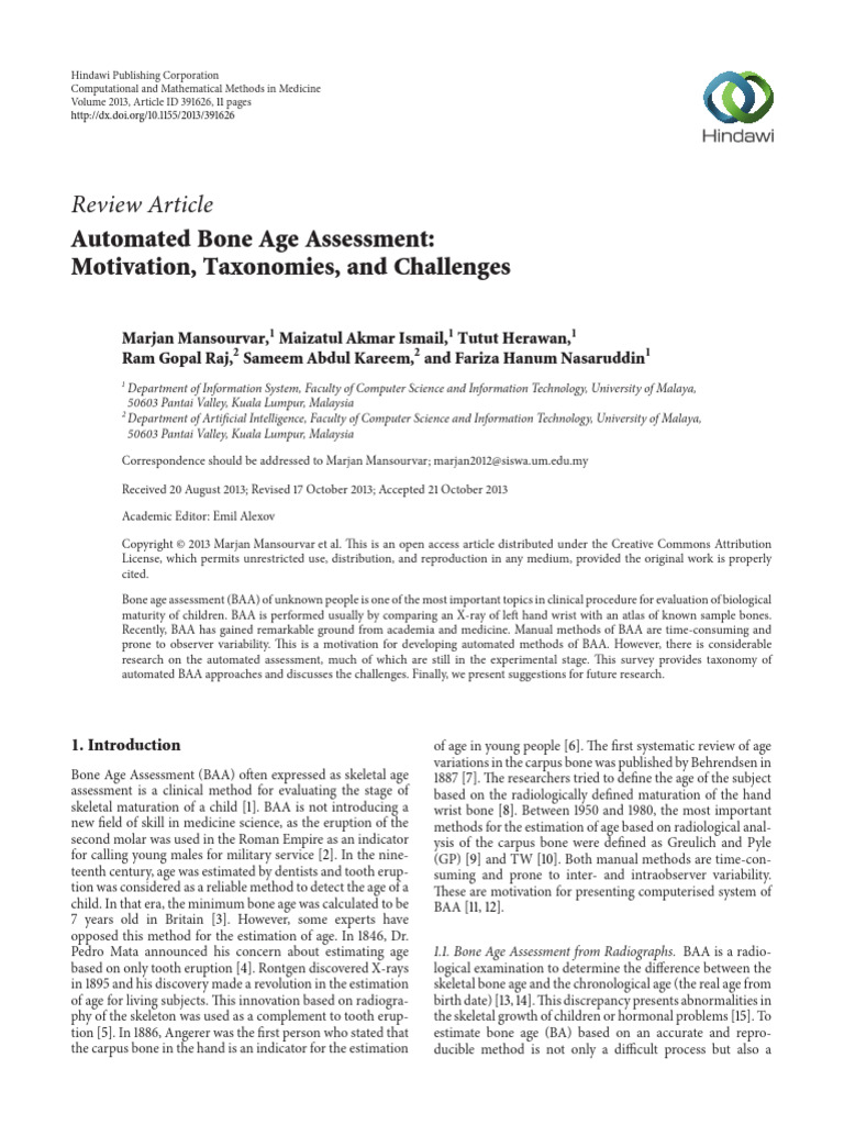 Review Article Automated Bone Age Assess | PDF | Image Segmentation