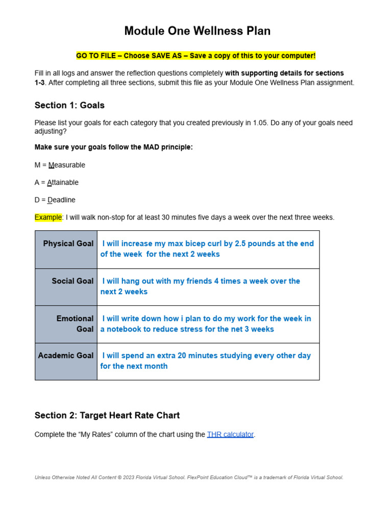 Module One Wellness Plan Overview | PDF | Management Of Obesity ...