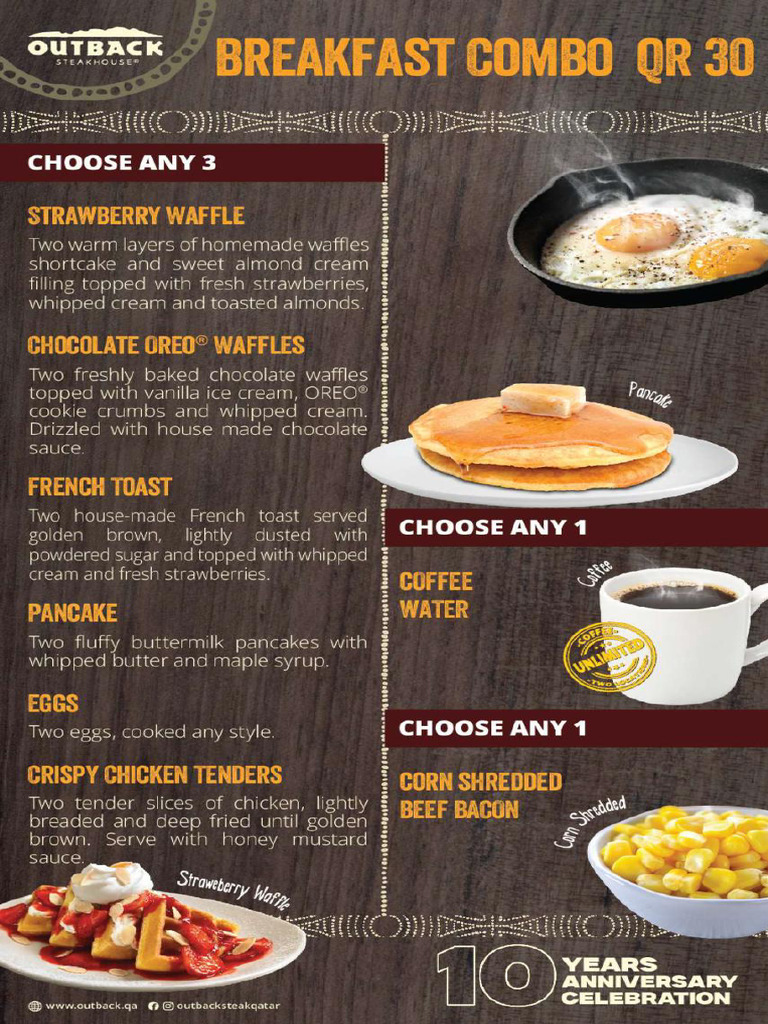 Outback Breakfast Menu Highlights | PDF | Pancake | Waffle