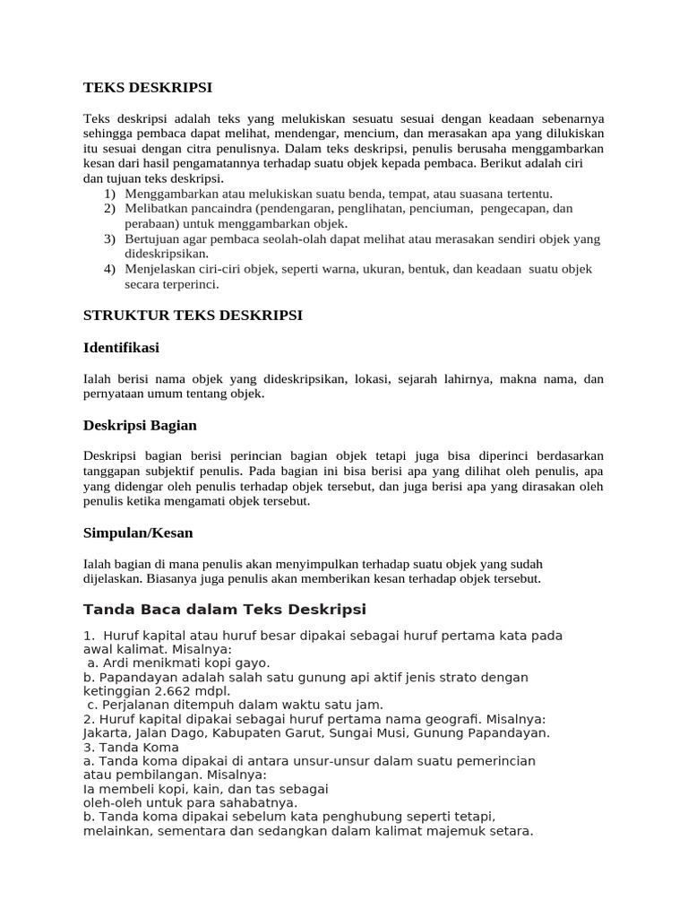 Struktur dan Ciri Teks Deskripsi | PDF