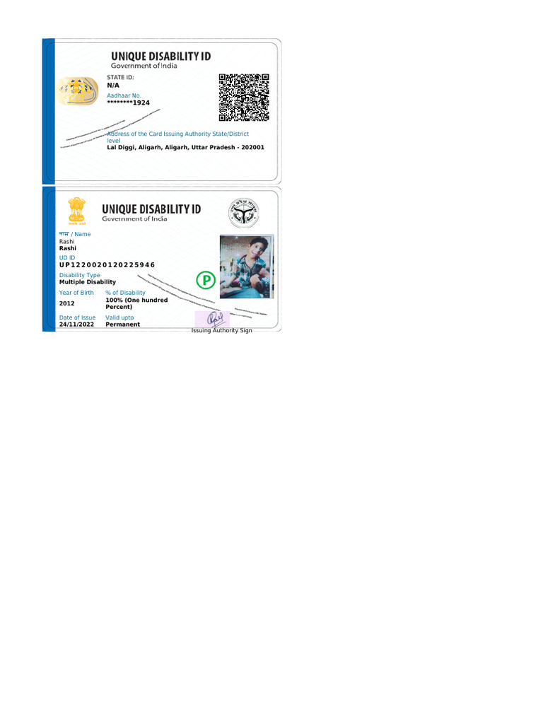 Rashi's Disability Certificate Details | PDF