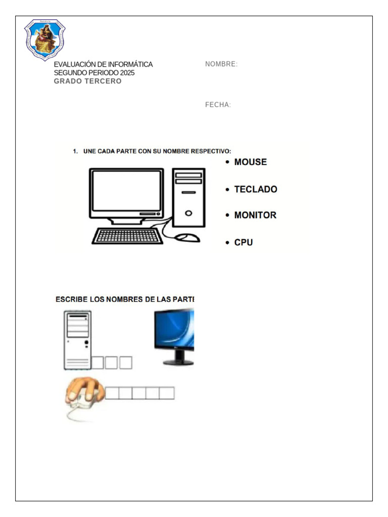 Evaluación de Informática Segundo Período Grado Tercero 2025 | PDF