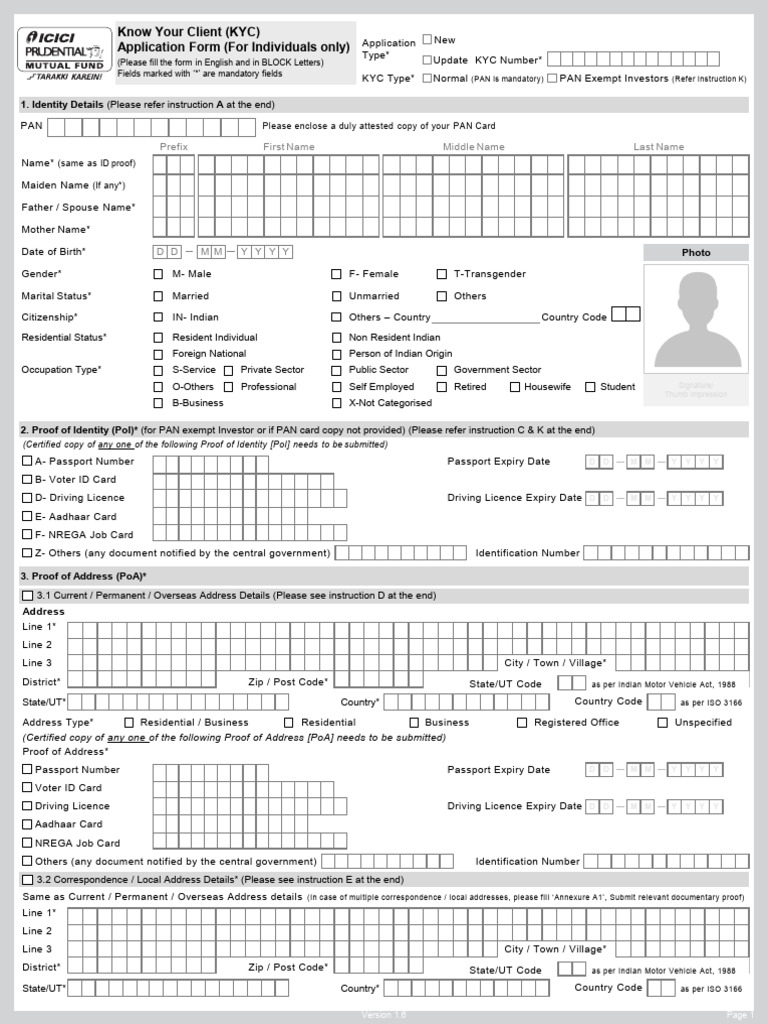 KYC Application Form for Individuals | PDF | Identity Document | Driver ...