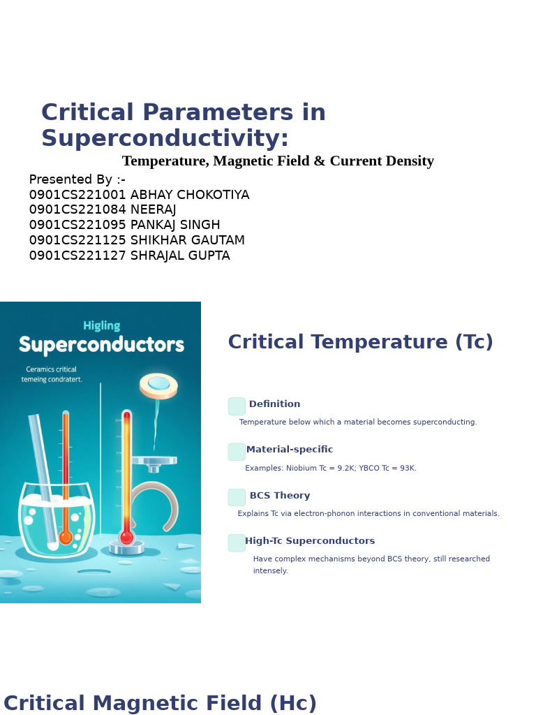 Critical Parameters in Superconductivity | PDF | Superconductivity ...