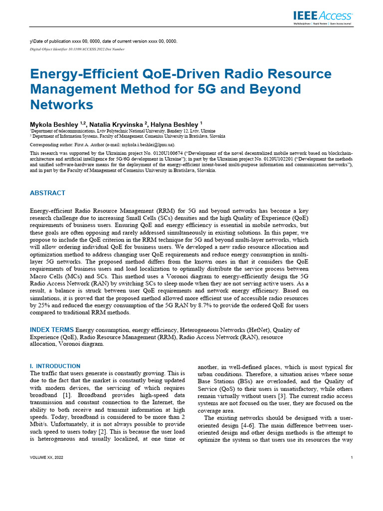 Energy-Efficient RRM for 5G Networks | PDF | Radio Resource Management ...