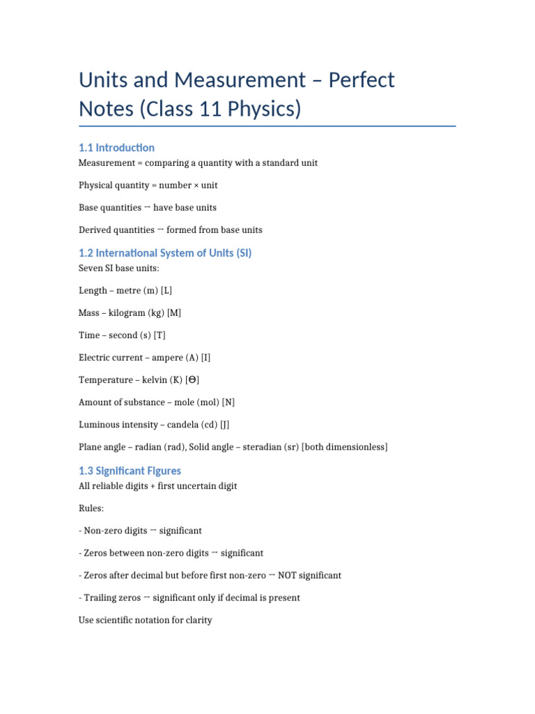 Units and Measurement in Physics | PDF