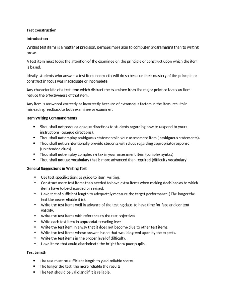 Effective Test Construction Guidelines | PDF | Multiple Choice | Learning