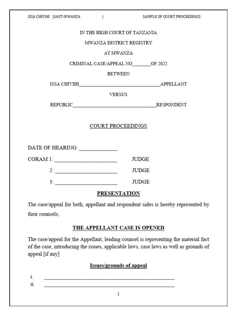 Court Proceedings: Issa Chivihi Appeal | PDF | Appeal | Constitutional Law