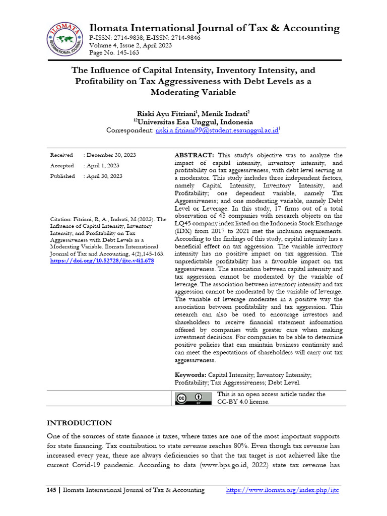 Tax Aggressiveness: Capital & Profit Impact | PDF | Taxes | Leverage ...