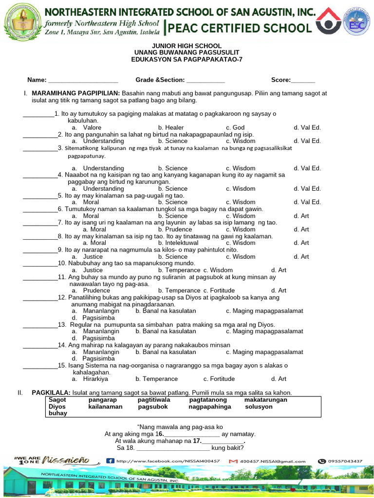 Esp 7 Exam | PDF