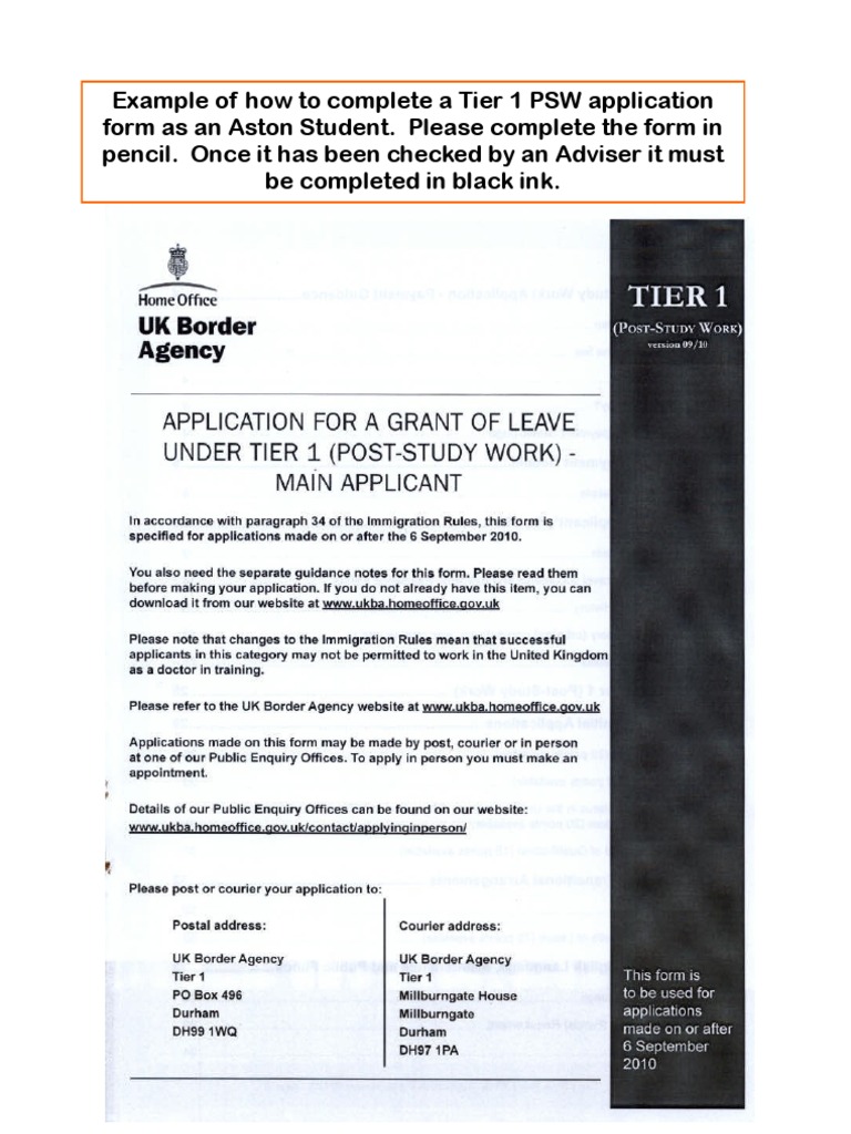 Aston Student PSW Form Guide | PDF | Travel Visa | Identity Document