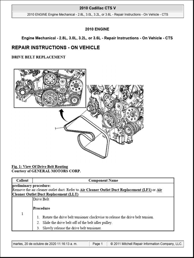 2010 Cadillac CTS Drive Belt Guide | PDF | Belt (Mechanical) | Steering