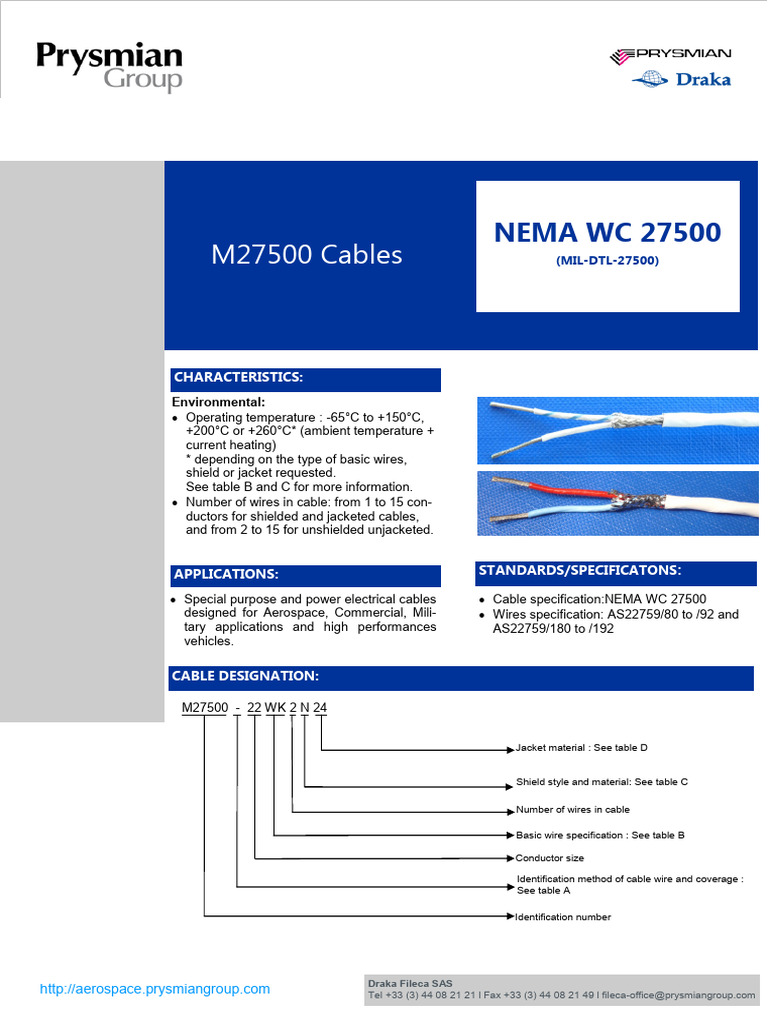 M27500 Cable Specifications Overview | PDF | Wire | Copper